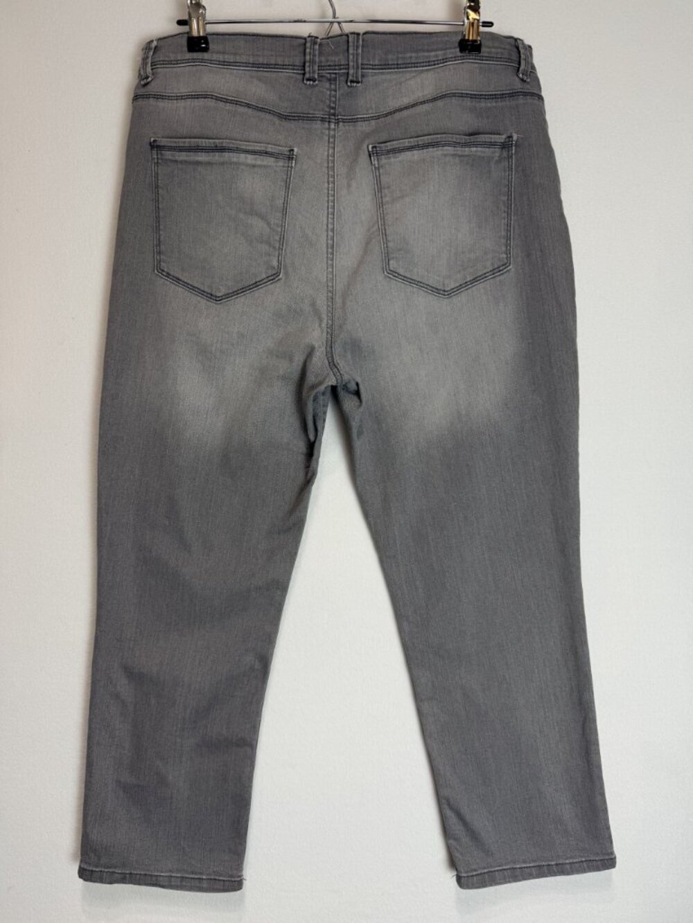 Lee Easy Fit Gray Jeans Women's Size 14 Medium Straight Stretch Crop 34x24 - Picture 3 of 11